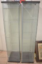 2x Ikea glass display cabinets with 6 shelves. H163.5xW42.5xD36.5cm