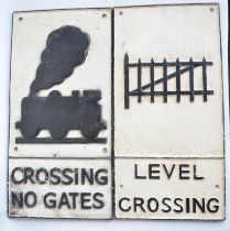 Two original unrestored vintage cast metal railway relief warning/information signs to include "