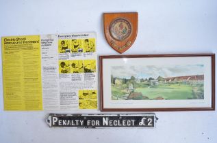 A framed carriage print of Hutton-Le-Hole by Leslie John Wood (50.2x25.1cm), a London Midland &