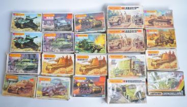 Twenty unbuilt 1/76 scale Matchbox diorama military vehicle kits to include 2x LRDG Chevrolet