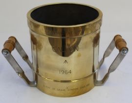 Avery de Grave of London England twin handled brass Gallon measure, standard at 62F with military