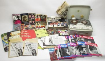 Beatles Memorabilia - mixed collection of scrap books, magazines, poster that has been split in 4,
