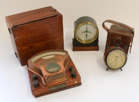 Weston electrical instrument company voltmeter in oak case no. 9517, Shorts Gas Indicator in leather