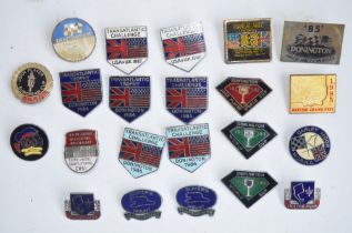 Twenty two motorbike racing related enamel pin badges to include Transatlantic Challenge, Donnington