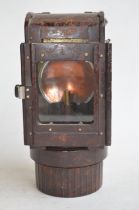 World War II German carbide Bakelite railway/army lantern with folding carry handle. Attachment