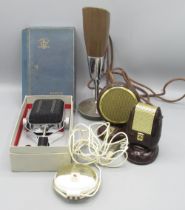 Ronette Type R474 no.2616 microphone in original box, PYE metal and bakelite microphone, 2 Grundig