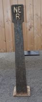 Vintage North East Railways cast iron boundary marker, H105cm