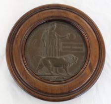 WWI Death Penny in mahogany frame to the family of ALBERT HARDING