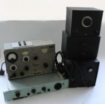 RACAL single sideband convertor, a military use PSU with broad arrow mark to dial, two black