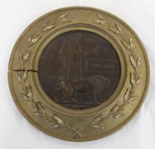 WWI Death Penny in wooden frame with floral design given to the family of FRANK TWEED