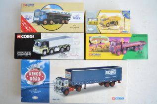 Five Corgi 1/50 scale diecast truck models to include limited edition CC12501 W&J Riding Ltd