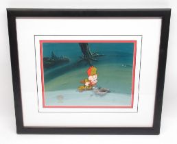 Warner Bros. Looney Tunes framed Elmer Fudd animation cel, with COA from Warner Bros., 50cmx42.5cm