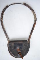 Vintage leather and steel single line token pouch