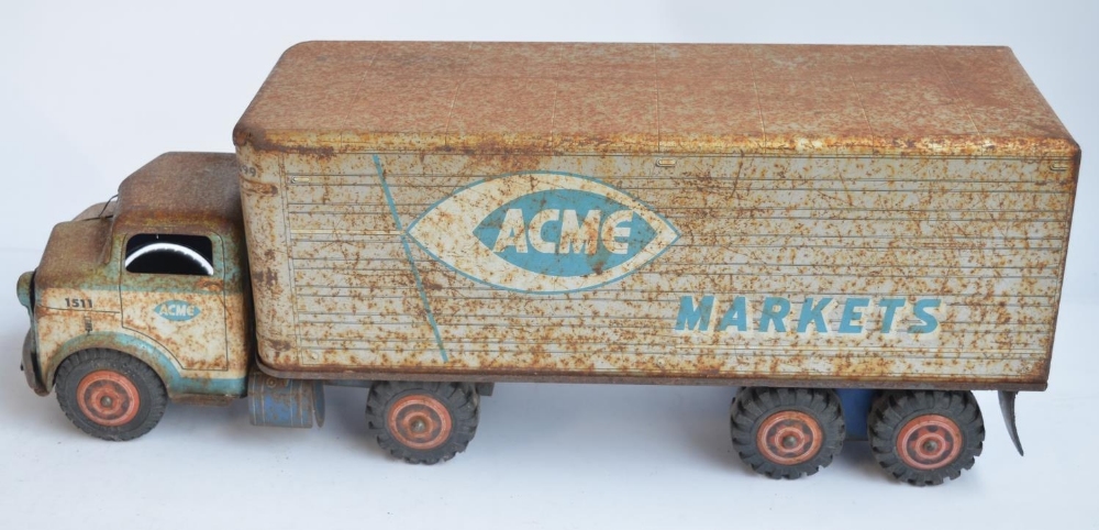 Vintage 1960's Marx tinplate truck and trailer model, "ACME Markets", cab number 1511, trailer - Image 2 of 7