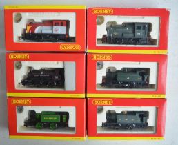 Six boxed Hornby OO gauge electric locomotive models to include 2 0-4-0 diesel shunters and 4