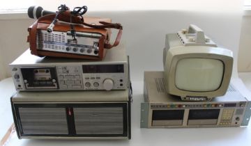 c1960s Perdio portable TV, UHER 4000 Report-S reel to reel tape recorder, RACAL TK0401 dual deck