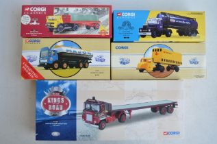 Five Corgi 1/50 scale diecast truck models to include limited edition CC12601 Scammell Crusader (