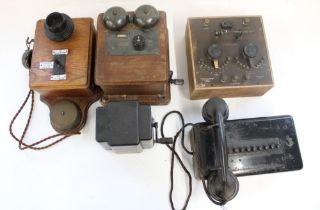 Selection of early to mid C20th telephony eqpt. incl Signal box telephone, bell set, Sterling