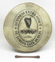Guinness Extra Stout Bodhrán drum with Cipín, 18" diameter by Malachy Kearns Roundstone Musicial