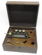 Recased Swiss musical box movement, numbered 16105, recased in HMV gramaphone box