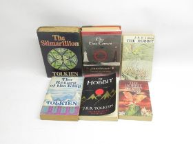 J.R.R.Tolkien - 3 paperbacks of the Hobbit, BCA publication of The Silmarillion, paperback of the