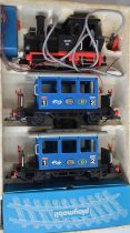 Boxed Playmobil Art Nr 4000 electric steam train model. Contents in excellent condition, some blue