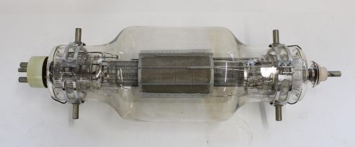 Large glass tube valve with internal metal grille, L52cm