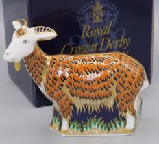 Royal Crown Derby paperweight: Nanny Goat, exclusively available from the Royal Crown Derby Visitors