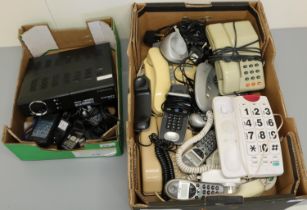 Two Vintage Ericsson mobile phones, LG mobile phone, British Telecom, Visconet telephone and other