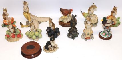 Collection of Border Fine Arts figures, predominantly mice with fruit (12)