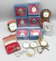 Montine British Railways L M R chrome plated pocket watch, other pocket watches, three ladies hand