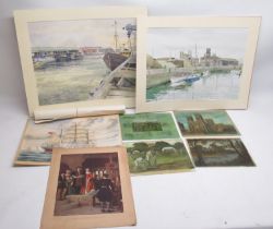 WITHDRAWN - P. J. Haughton - pair of dock side scenes, one showing a Hull trawler, watercolours