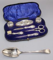 Geo. III silver table spoon, Peter & William Bateman, London, 1807, 2 ozt; and an Ed. VII seven-