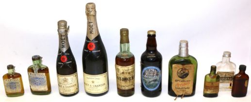 Various bottles of alcohol, 1950s and later, incl. an unopened Veterano Osborne Brandy, two