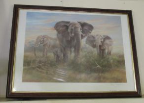 Joel Kirk (British b.1948); Elephant Herd, ltd.ed colour print, signed and numbered 148/500 in