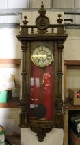 Victorian Vienna style wall clock with Gustav Becker movement in later painted case, and an