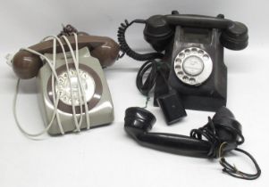 GEC 746 GEN 78/1A telephone, vintage GPO black bakelite telephone and TMC handset (3)