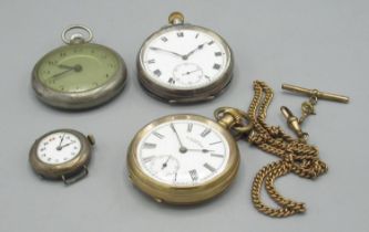 Waltham - rolled gold keyless open faced pocket watch, Bond St Grade movement serial no. 7268667