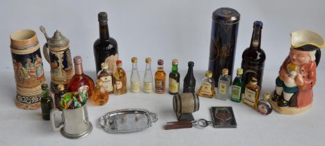 Collection of miniature bottles of spirits to include various whisky's, Cointreau etc, a bottle of