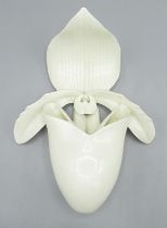 Late C19th Royal Worcester wall pocket modelled as an orchid, printed green back stamp, H20cm