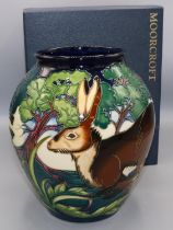 Moorcroft Pottery: Sowerby Hare pattern vase, designed by Philip Gibson, numbered 227/250, dated