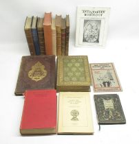 Mixed collection of leather bound and other books inc. Miltons L'Allegro & Il Penseroso