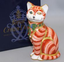 Royal Crown Derby paperweight: Cheshire Cat, ltd. ed. 11/500, issued for Sinclairs, gold stopper,