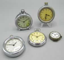 Swiss - early C20th plated pin set trench wristwatch, white enamel Arabic dial with skeletonised