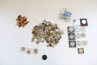 Selection of mixed GB and world coinage incl. commemoratives, four pre-1947 GB silver coins, 1797