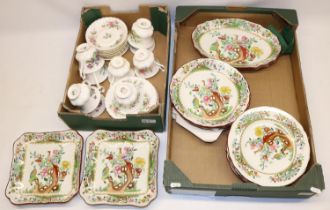 Collection of Spode Copeland for Waring & Gillow bowls and plates decorated with birds, and a
