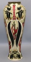 Moorcroft Pottery: The Gardeners pattern tall vase, designed by Kerry Goodwin, numbered 99/200,