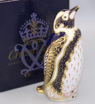 Royal Crown Derby paperweight: Galapagos Penguin, ltd. ed. 150/1000, issued for Sinclairs, gold