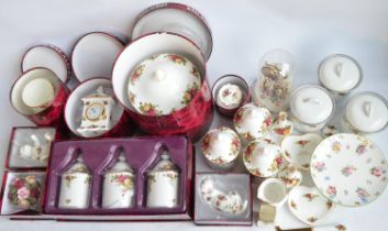 Collection of Royal Albert Old Country Roses ceramic tableware, Royal Albert metal cooking pots