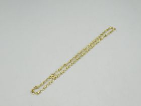 Yellow metal fancy link necklace, stamped 22c, L50cm, 27.0g